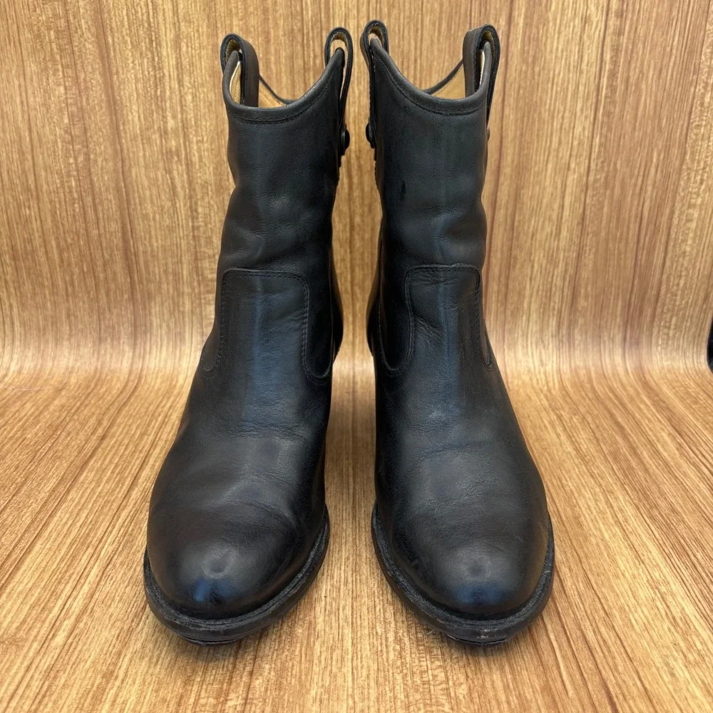 Frye Jackie Button Short Black Boot 76580 Western Womens 9.5 B Black Leather